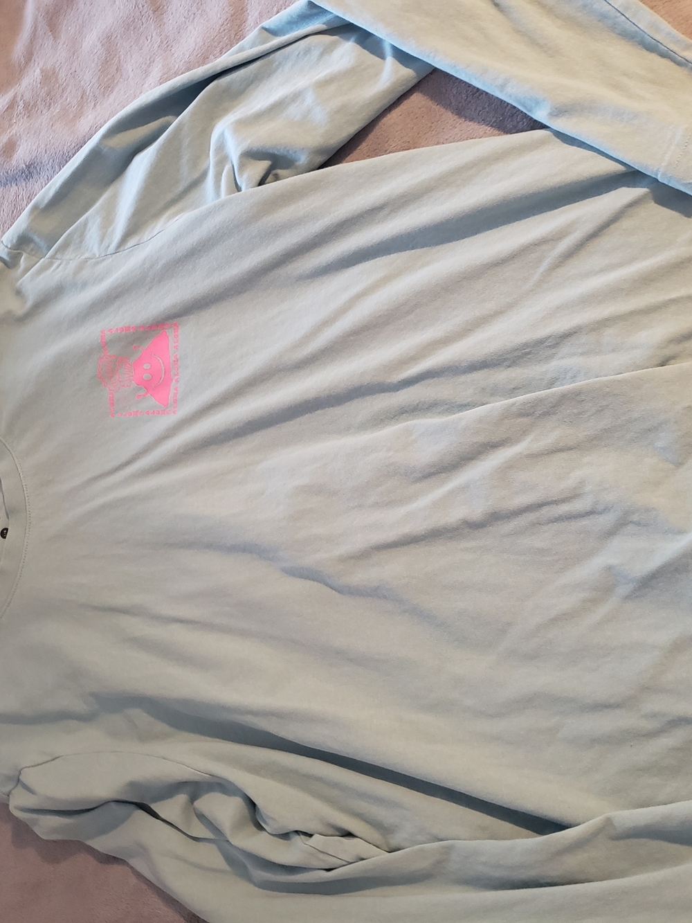 Hurley Light Blue Long-Sleeve Tee with Pink Chest Graphic